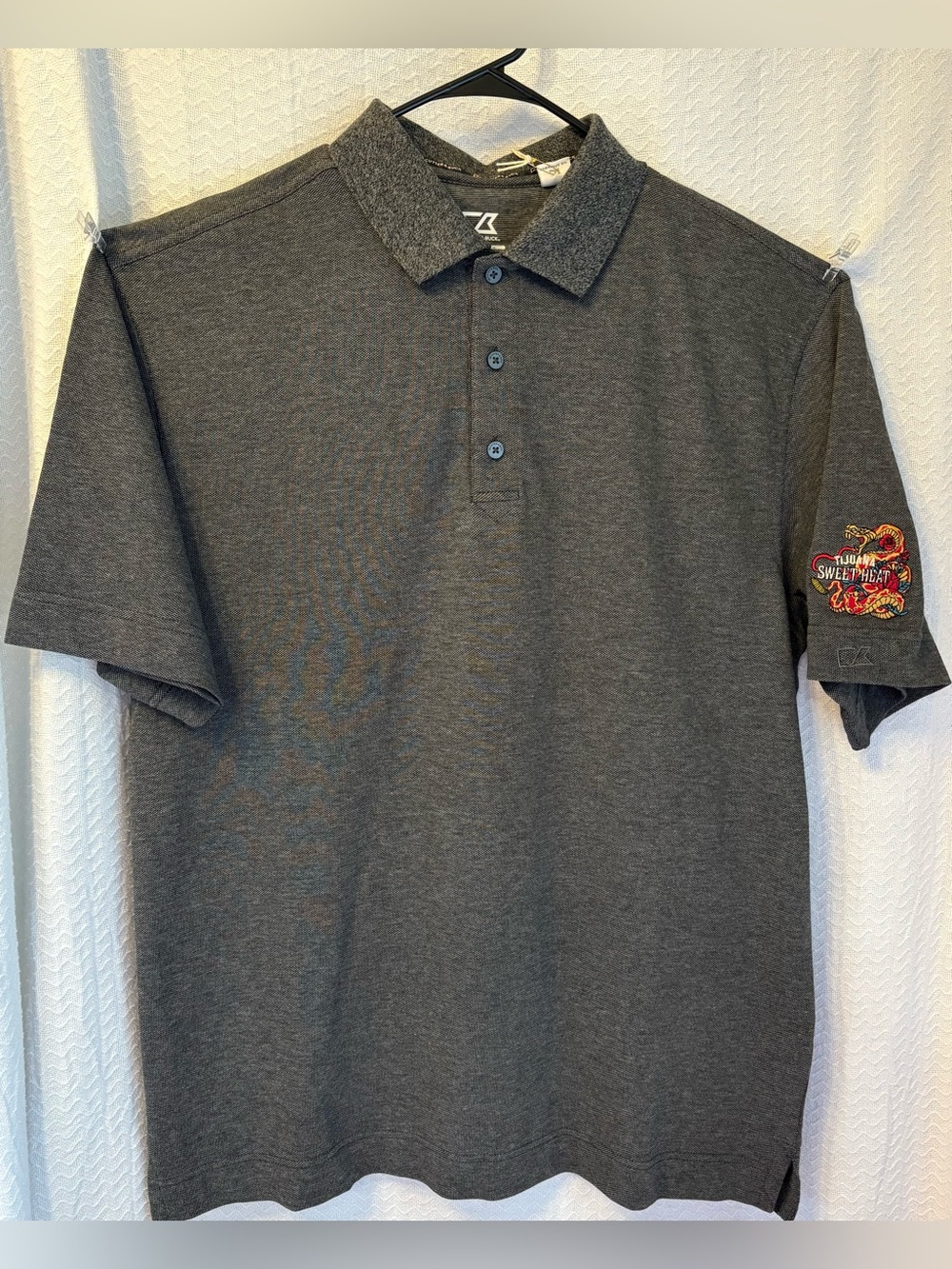 Cutter & Buck CB DryTec Men’s Charcoal Heather Polo Short Sleeve Shirt. Size M